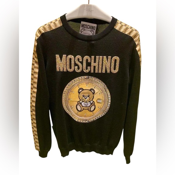 Moschino Bear Clock Sweater Black - Picture 1 of 5